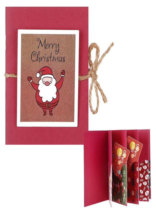 Engrowtic Christmas Gift Card Book 5 Slots Gift Postcard Sleeves Christmas Santa Money Holder Envelope Booklet for Cash Xmas Party Supplies for Teacher Office Employee Appreciation - Image 1